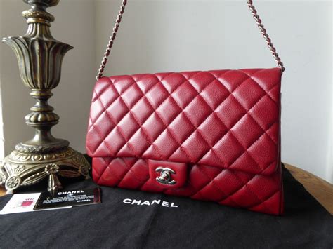 caviar clutch gold chain chanel|Chanel Red Quilted Caviar Timeless Classic Clutch With Chain .